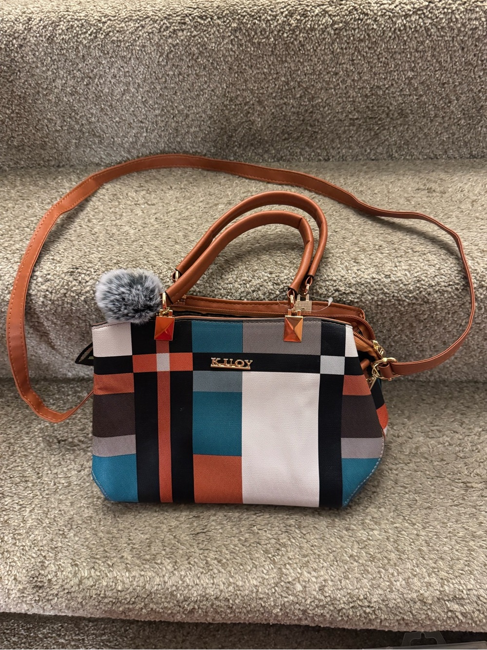 Color Block  Multi Color  Shoulder/Crossbody/Handbag/Satchel Purse Black Accent